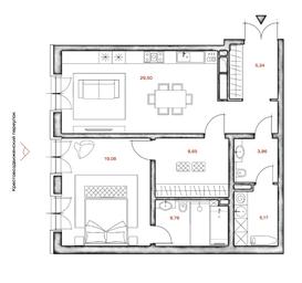1-BD Apartment Sale, 78.34平方米 at LUCE, Krestovozdvizhensky Lane, 4, Moscow, Russia #2