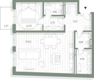 1-BD Apartment Sale, 79.25平方米 at LUCE, Krestovozdvizhensky Lane, 4, Moscow, Russia #3