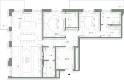 2-BD Apartment Sale, 144 sq. m. at LUCE, Krestovozdvizhensky Lane, 4, Moscow, Russia #4