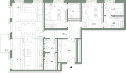 2-BD Apartment Sale, 136.32 sq. m. at LUCE, Krestovozdvizhensky Lane, 4, Moscow, Russia #3 2-BD Apartment Sale, 136.32 sq. m. at LUCE, Krestovozdvizhensky Lane, 4, Moscow, Russia #3