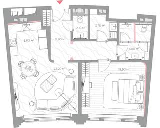 1-BD Apartment Sale, 74.4平方米 at Nicole, Nikolskaya Street, 8/1с1, Moscow, Russia #4