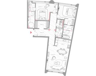 2-BD Apartment Sale, 128.3平方米 at Nicole, Nikolskaya Street, 8/1с1, Moscow, Russia #4