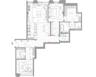 2-BD Apartment Sale, 128.7平方米 at Nicole, Nikolskaya Street, 8/1с1, Moscow, Russia #4