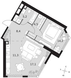 2-BD Apartment Sale, 60.7平方米 at Arkhitektor, Akademika Volgina Street, 2Д, Moscow, Russia #3