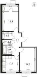 2-BD Apartment Sale, 55 sq. m. at 1 Himkinskij, zhiloy kompleks 1-y Khimkinskiy, kvartal Mezhdunarodny, mikrorayon Klyazma-Starbeyevo, Khimki, Moscow Region, Russia #4