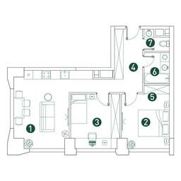 2-BD Apartment Sale, 61.4 sq. m. at Very, Botanicheskaya Street, 29, Moscow, Russia #3