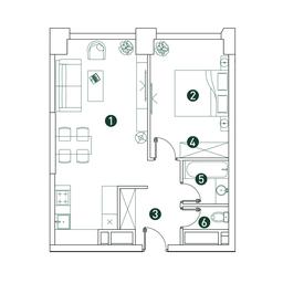 1-BD Apartment Sale, 50.6 sq. m. at Very, Botanicheskaya Street, 29, Moscow, Russia #2