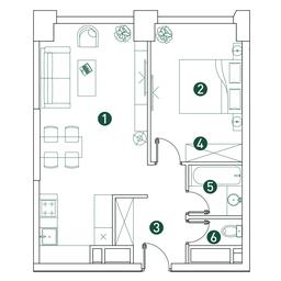 1-BD Apartment Sale, 50.6 sq. m. at Very, Botanicheskaya Street, 29, Moscow, Russia #3