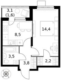 Продажа 1-комн. квартиры, 34 м² в ЖК «Первый Донской», жилой микрорайон Сапроново, деревня Сапроново, Ленинский городской округ, Московская область, Россия #3