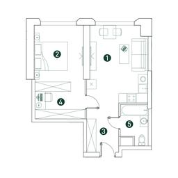 1-BD Apartment Sale, 46.4 sq. m. at Very, Botanicheskaya Street, 29, Moscow, Russia #2