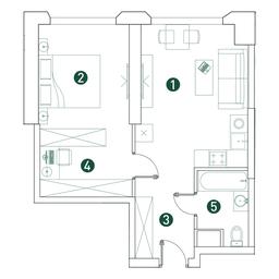1-BD Apartment Sale, 46.4 sq. m. at Very, Botanicheskaya Street, 29, Moscow, Russia #3