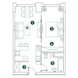 1-BD Apartment Sale, 44.8 sq. m. at Very, Botanicheskaya Street, 29, Moscow, Russia #3