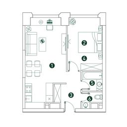1-BD Apartment Sale, 50.2 sq. m. at Very, Botanicheskaya Street, 29, Moscow, Russia #2