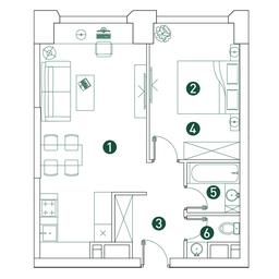 1-BD Apartment Sale, 50.2 sq. m. at Very, Botanicheskaya Street, 29, Moscow, Russia #3