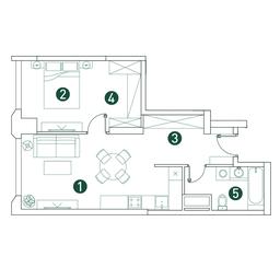 1-BD Apartment Sale, 51.2 sq. m. at Very, Botanicheskaya Street, 29, Moscow, Russia #3