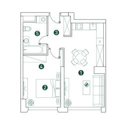 1-BD Apartment Sale, 49.5 sq. m. at Very, Botanicheskaya Street, 29, Moscow, Russia #2