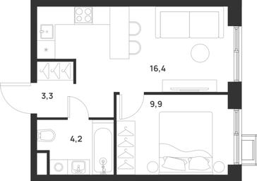 1-BD Apartment Sale, 33.8 sq. m. at Газопровод, Sosenskoye Settlement, Moscow, Russia #4