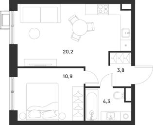 1-BD Apartment Sale, 39.2 sq. m. at Газопровод, Sosenskoye Settlement, Moscow, Russia #4