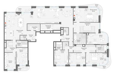 5-BD Apartment Sale, 456.3平方米 at Lavrushinskiy, Lavrushinsky Lane, 11к1, Moscow, Russia #3