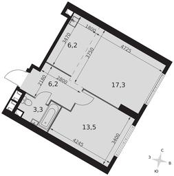 2-BD Apartment Sale, 46.5平方米 at Arkhitektor, Akademika Volgina Street, 2Д, Moscow, Russia #4