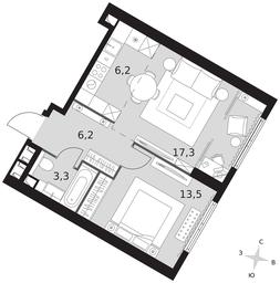 2-BD Apartment Sale, 46.5平方米 at Arkhitektor, Akademika Volgina Street, 2Д, Moscow, Russia #3