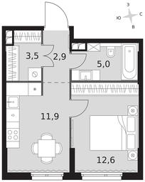 1-BD Apartment Sale, 35.9 sq. m. at Sydney City, Shenogina Street, 2, Moscow, Russia #3 1-BD Apartment Sale, 35.9 sq. m. at Sydney City, Shenogina Street, 2, Moscow, Russia #3