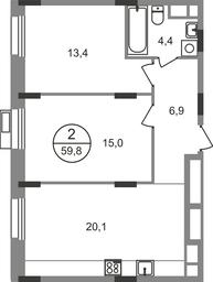 2-BD Apartment Sale, 59.8 sq. m. at Rezidentsii Skolkovo, Kashtanovaya ulitsa, 1, rabochiy posyolok Zarechye, Odintsovskiy City District, Moscow Region, Russia #2 2-BD Apartment Sale, 59.8 sq. m. at Rezidentsii Skolkovo, Kashtanovaya ulitsa, 1, rabochiy posyolok Zarechye, Odintsovskiy City District, Moscow Region, Russia #2