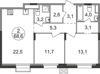 2-BD Apartment Sale, 68.6 sq. m. at Rezidentsii Skolkovo, Kashtanovaya ulitsa, 1, rabochiy posyolok Zarechye, Odintsovskiy City District, Moscow Region, Russia #2 2-BD Apartment Sale, 68.6 sq. m. at Rezidentsii Skolkovo, Kashtanovaya ulitsa, 1, rabochiy posyolok Zarechye, Odintsovskiy City District, Moscow Region, Russia #2