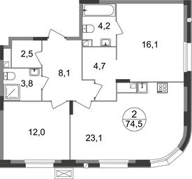 2-BD Apartment Sale, 74.5 sq. m. at Rezidentsii Skolkovo, Kashtanovaya ulitsa, 1, rabochiy posyolok Zarechye, Odintsovskiy City District, Moscow Region, Russia #2