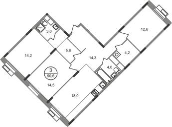 3-BD Apartment Sale, 90.6 sq. m. at Rezidentsii Skolkovo, Kashtanovaya ulitsa, 1, rabochiy posyolok Zarechye, Odintsovskiy City District, Moscow Region, Russia #2 3-BD Apartment Sale, 90.6 sq. m. at Rezidentsii Skolkovo, Kashtanovaya ulitsa, 1, rabochiy posyolok Zarechye, Odintsovskiy City District, Moscow Region, Russia #2