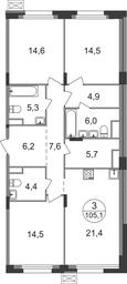 Продажа 3-комн. квартиры, 105,1 м² в ЖК «Резиденции Сколково», Каштановая улица, 1, рабочий посёлок Заречье, Одинцовский городской округ, Московская область, Россия #2