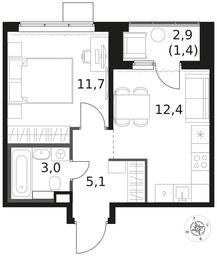 1-BD Apartment Sale, 33.6 sq. m. at 1 Himkinskij, zhiloy kompleks 1-y Khimkinskiy, kvartal Mezhdunarodny, mikrorayon Klyazma-Starbeyevo, Khimki, Moscow Region, Russia #3 1-BD Apartment Sale, 33.6 sq. m. at 1 Himkinskij, zhiloy kompleks 1-y Khimkinskiy, kvartal Mezhdunarodny, mikrorayon Klyazma-Starbeyevo, Khimki, Moscow Region, Russia #3