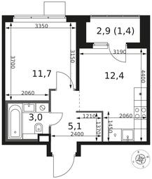 1-BD Apartment Sale, 33.6 sq. m. at 1 Himkinskij, zhiloy kompleks 1-y Khimkinskiy, kvartal Mezhdunarodny, mikrorayon Klyazma-Starbeyevo, Khimki, Moscow Region, Russia #2 1-BD Apartment Sale, 33.6 sq. m. at 1 Himkinskij, zhiloy kompleks 1-y Khimkinskiy, kvartal Mezhdunarodny, mikrorayon Klyazma-Starbeyevo, Khimki, Moscow Region, Russia #2