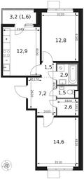 2-BD Apartment Sale, 57.6 sq. m. at 1 Himkinskij, zhiloy kompleks 1-y Khimkinskiy, kvartal Mezhdunarodny, mikrorayon Klyazma-Starbeyevo, Khimki, Moscow Region, Russia #4