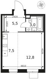Apartment Sale, 28.8 sq. m. at 1 Himkinskij, zhiloy kompleks 1-y Khimkinskiy, kvartal Mezhdunarodny, mikrorayon Klyazma-Starbeyevo, Khimki, Moscow Region, Russia #4