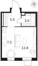 Apartment Sale, 28.8 sq. m. at 1 Himkinskij, zhiloy kompleks 1-y Khimkinskiy, kvartal Mezhdunarodny, mikrorayon Klyazma-Starbeyevo, Khimki, Moscow Region, Russia #3 Apartment Sale, 28.8 sq. m. at 1 Himkinskij, zhiloy kompleks 1-y Khimkinskiy, kvartal Mezhdunarodny, mikrorayon Klyazma-Starbeyevo, Khimki, Moscow Region, Russia #3