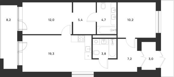 2-BD Apartment Sale, 68.1 sq. m. at Газопровод, Sosenskoye Settlement, Moscow, Russia #3 2-BD Apartment Sale, 68.1 sq. m. at Газопровод, Sosenskoye Settlement, Moscow, Russia #3