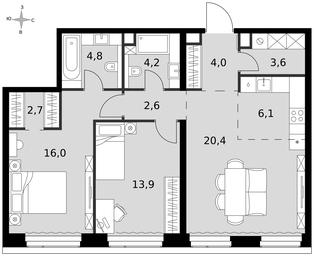 3-BD Apartment Sale, 78.3平方米 at Amber City, 3rd Khoroshyovsky Drive, 3А, Moscow, Russia #3 3-BD Apartment Sale, 78.3平方米 at Amber City, 3rd Khoroshyovsky Drive, 3А, Moscow, Russia #3