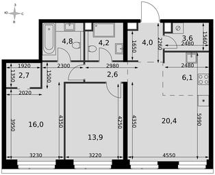 3-BD Apartment Sale, 78.3平方米 at Amber City, 3rd Khoroshyovsky Drive, 3А, Moscow, Russia #4