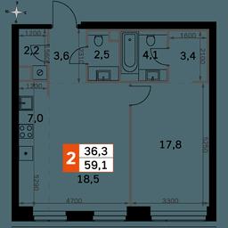 2-BD Apartment Sale, 59.1 sq. m. at Amber City, 3rd Khoroshyovsky Drive, 3А, Moscow, Russia #2 2-BD Apartment Sale, 59.1 sq. m. at Amber City, 3rd Khoroshyovsky Drive, 3А, Moscow, Russia #2