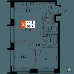 3-BD Apartment Sale, 68.7 sq. m. at Amber City, 3rd Khoroshyovsky Drive, 3А, Moscow, Russia #2 3-BD Apartment Sale, 68.7 sq. m. at Amber City, 3rd Khoroshyovsky Drive, 3А, Moscow, Russia #2