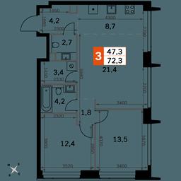 3-BD Apartment Sale, 72.3 sq. m. at Amber City, 3rd Khoroshyovsky Drive, 3А, Moscow, Russia #2 3-BD Apartment Sale, 72.3 sq. m. at Amber City, 3rd Khoroshyovsky Drive, 3А, Moscow, Russia #2
