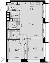 3-BD Apartment Sale, 72.3平方米 at Amber City, 3rd Khoroshyovsky Drive, 3А, Moscow, Russia #4