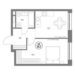 2-BD Apartment Sale, 36.2平方米 at Admiral, Shosseynaya Street, 4А, Moscow, Russia #2