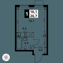 Apartment Sale, 26.7平方米 at 1 Izmajlovskij, Montazhnaya Street, 8с13, Moscow, Russia #4