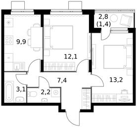 2-BD Apartment Sale, 49.3 sq. m. at Pervy Donskoj, zhiloy mikrorayon Sapronovo, derevnya Sapronovo, Leninskiy City District, Moscow Region, Russia #3