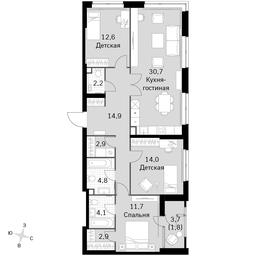 4-BD Apartment Sale, 102.6平方米 at Sky Garden, Stroitelny Drive, 9с6, Moscow, Russia #3