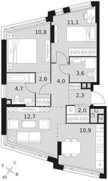 3-BD Apartment Sale, 64.7 sq. m. at Rotterdam, Varshavskoye Highway, 37Ак1с2, Moscow, Russia #3 3-BD Apartment Sale, 64.7 sq. m. at Rotterdam, Varshavskoye Highway, 37Ак1с2, Moscow, Russia #3