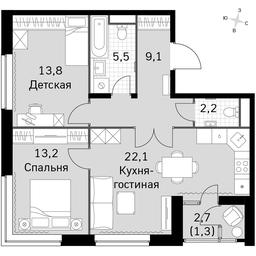 3-BD Apartment Sale, 67.2 sq. m. at Sky Garden, Stroitelny Drive, 9с6, Moscow, Russia #3