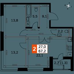 3-BD Apartment Sale, 67.2 sq. m. at Sky Garden, Stroitelny Drive, 9с6, Moscow, Russia #2